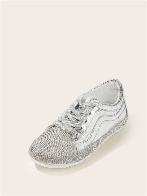 Металлические кроссовки со стразами | SHEIN | Metallic sneakers ...