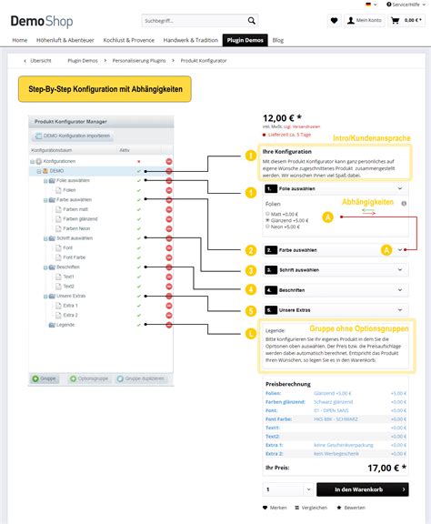 Produkt Konfigurator step-by-step mit Abhängigkeiten