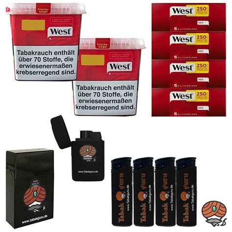 West Red Rot Tabak Giga Box 2x 190g Volumentabak West Extra Hülsen