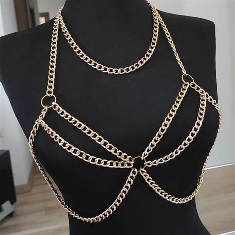 Gold Bra Chain Festival Bra Rave Outfit Chain Bralette Etsy