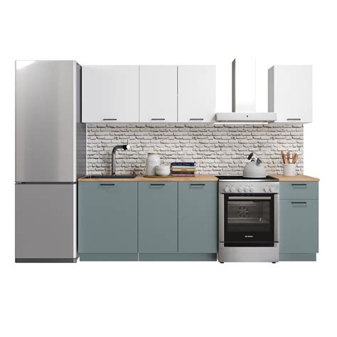 Кухонный гарнитур без столешницы Симпл 1800, Белый/Пыльный зеленый ...