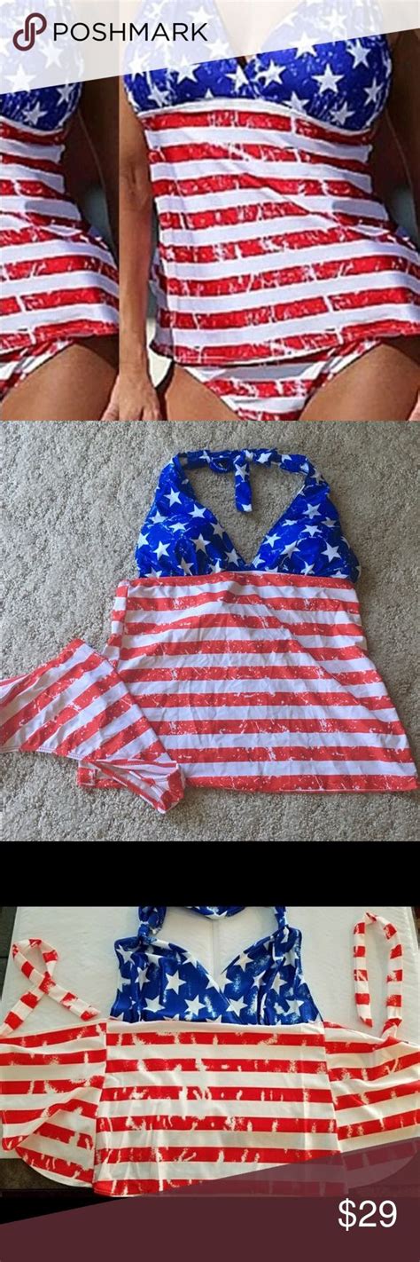 Nwot Stars And Stripes Tankini Halter Swimsuit Swimsuits Halter