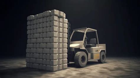 Cement Blocks Transported By A Forklift In A 3d Rendering Background