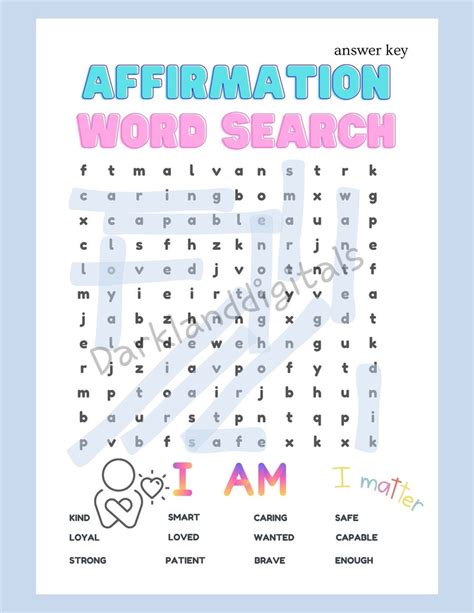 I Am Affirmation Word Search Etsy