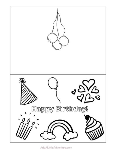 Printable Foldable Happy Birthday Coloring Card