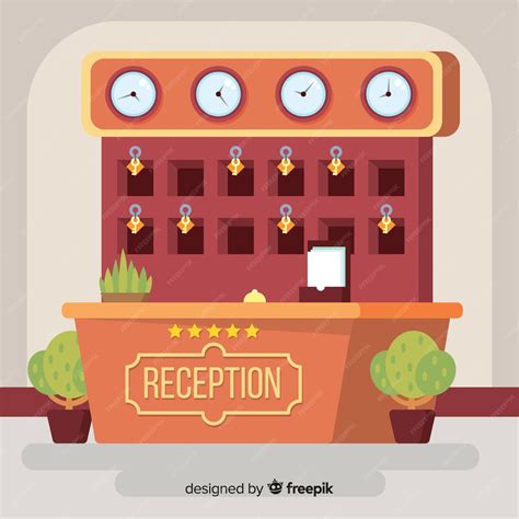 Free Vector Modern Hotel Reception With Flat Design