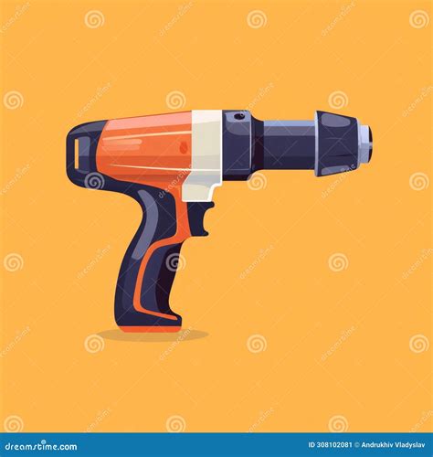 flat image   heat gun   orange background simple vector image