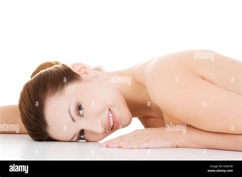 Sexy Fit Naked Woman Lying Down Stock Photo Alamy