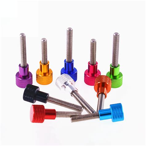 1Pcs M6 Colorful Anodized Aluminum Thumb Screw High Step Knurled Head 5