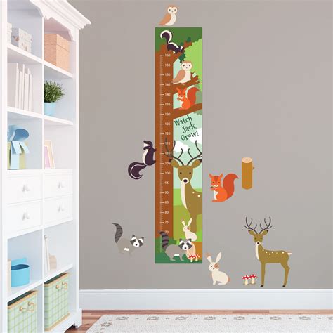 Woodland Animals Growth Chart Wall Decal Kids Room Growth Etsy