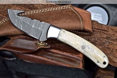 Custom Handmade Damascus Steel Guthook Skinning Knife Skinning Knife