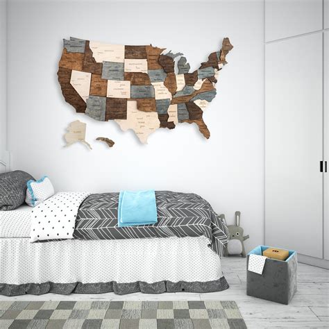 Wooden US Map United States Map Wall Art US Map Push Pin Map Etsy