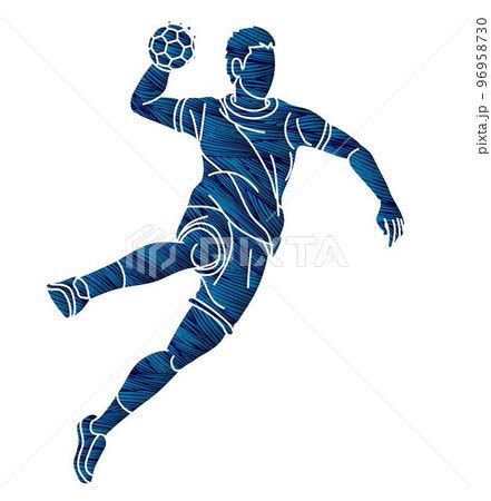 Handball Sport Male Player Action Cartoon Pixta