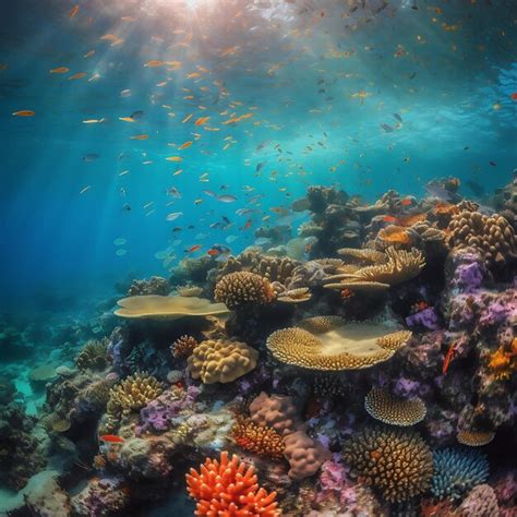 Premium Ai Image A Vibrant Coral Reef Teeming With Colorful Fish