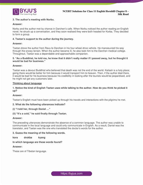 NCERT Solutions For Class 11 English Hornbill Reading Skills Chapter 8