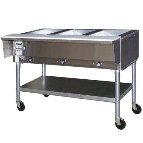 Eagle Group SPDHT Portable Hot Food Table Three Pan All Stainless Steel Open Well V