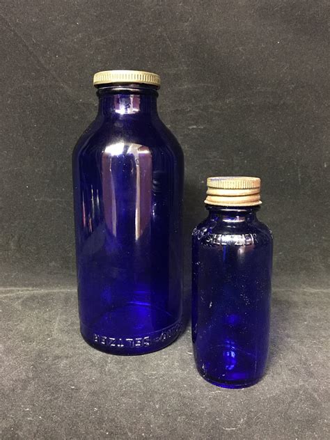 Vintage Emerson Drug Company Cobalt Blue Bromo Seltzer Bottles Set Of