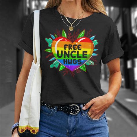 Free Uncle Hugs A Half Pride Lgbt Flag Heart Gay Lesbian T Shirt Monsterry