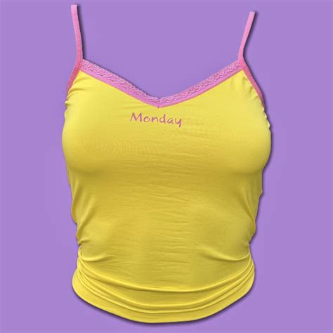 Summer Lingerie Cami Top In Bright Yellow With Pink Depop