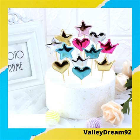 Ready Stock Pcscake Topper Crown Heart Star Cake Decoration