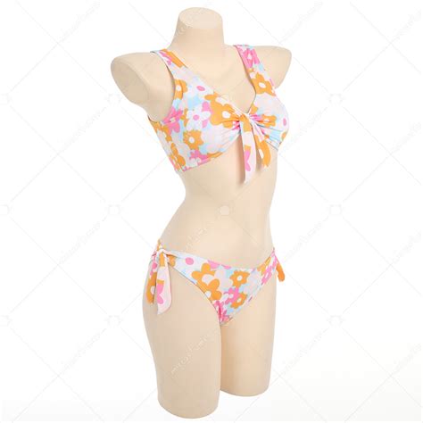 Women Two Piece Swimwear Floral Prints Bow Tie Front Bikini Bathing Suit Bikini Set For Sale