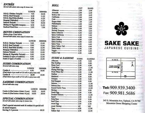 Online Menu Of Sake Sake Japanese Cuisine Upland Ca