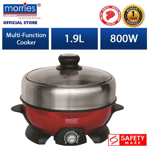 Morries 1 9L 2 In 1 Multi Cooker MS 88MC Steamboat Hot Pot Non Stick Grill Plate Shopee