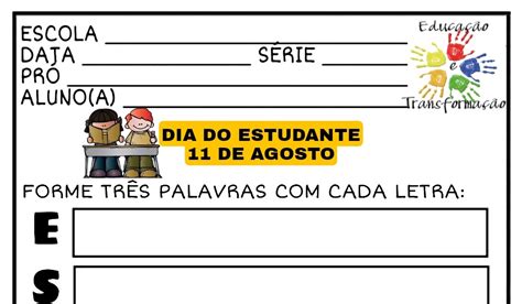 Acrostico Com A Palavra Estudante - Acrostico Com A Palavra Estudante - ZULEDU