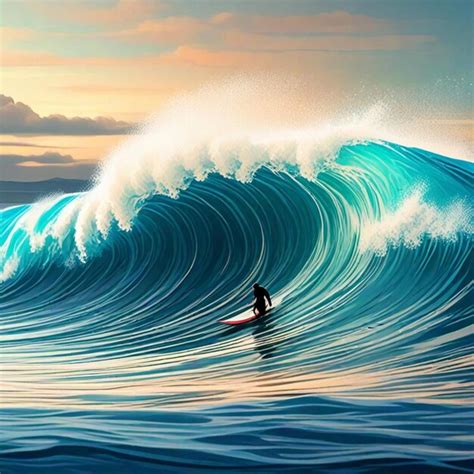 A Surfer Rides A Wave In The Ocean Premium Ai Generated Image