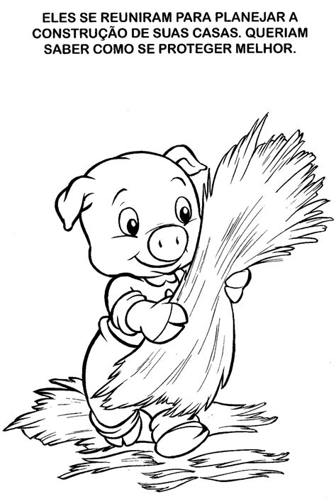 Tres Porquinhos Para Colorir - Historinha Para Colorir - Os Três Porquinhos