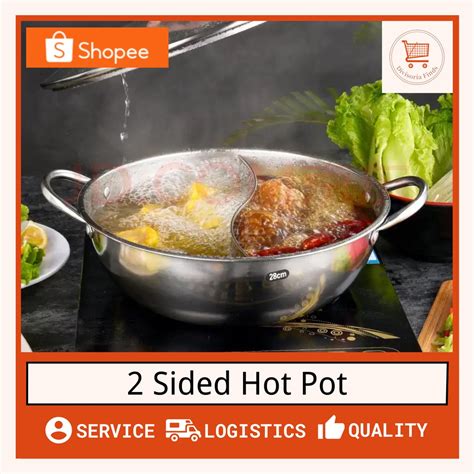 Multifunction Shabu Shabu Duplex Pot Dual Sided Stainless Steel Hot Pot Chafing Dish Cookware