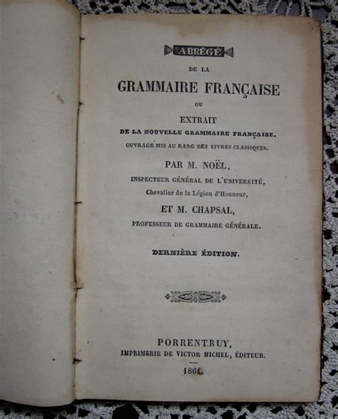 Abrege De La Grammaire Francaise By M Noel Et M Chapsal Good