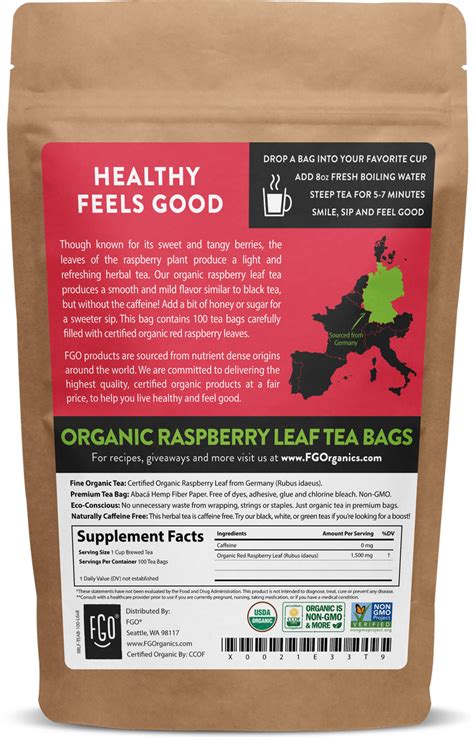 Raspberry Leaf Tea Bags Fgo From Great Origins