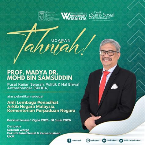 Tahniah Prof Madya Dr Mohd Bin Samsudin Pusat Kajian Sejarah