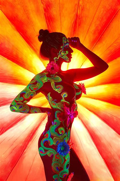 Anonymous Slim Naked Female With Colorful Fluorescent Art On Body Photograph By Andrey Guryanov