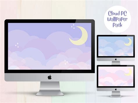 Kawaii Desktop Wallpaper Cloud Wallpaper Cute Computer - Etsy