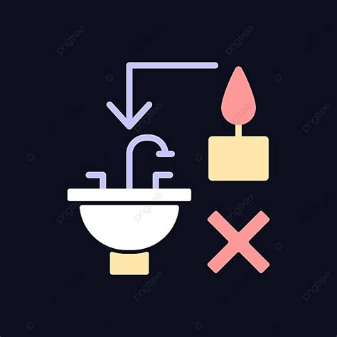 Dark Theme Rgb Manual Label Icon Caution Against Pouring Hot Wax Into Sink Vector Neon