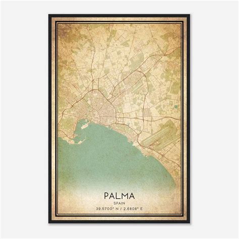Vintage Palma Spain Map Poster, Palma City Road Wall Art Print - Custom