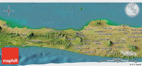 Satellite Panoramic Map of Central Java