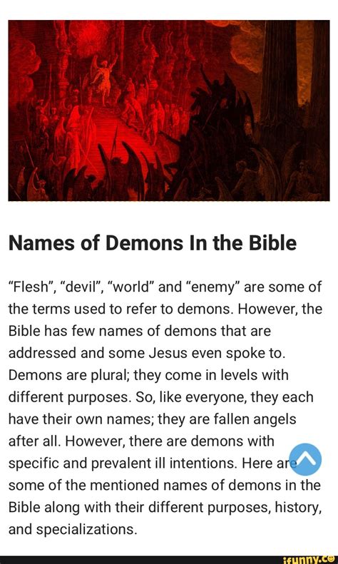 Names Of Demons In The Bible Flesh Devil World And Enemy Are