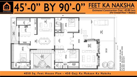 45 X 90 Ghar Ka Naksha 4050 Sqft House Plan 450 Gaj Ka Makan 3BHK