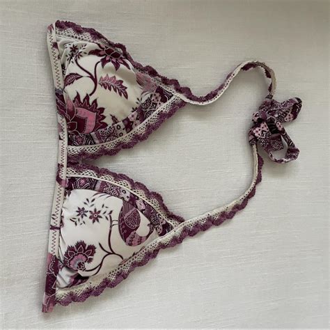 Becca Women S Purple And White Bikini And Tankini Tops Depop