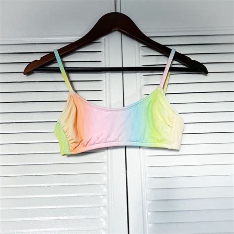 Xhilaration Swim Xhilaration Rainbow Ribbed Bikini Top Poshmark
