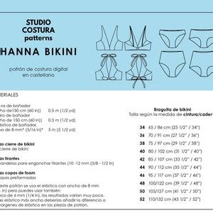 Spanish Pdf Digital Sewing Pattern Hanna Bikini Swimwear Etsy