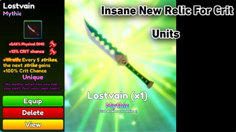 Insane New Relic Lostvain In Anime Adventures 100 Crit Chance YouTube