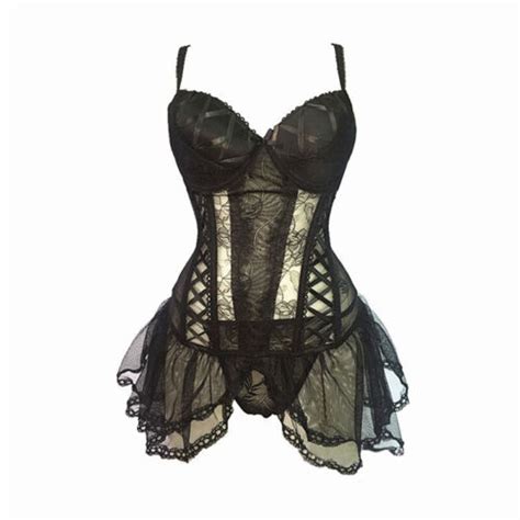 Bustier Corset Sexy Girdle Cincher Push Up Bodydoll See Through Lingerie Dress EBay