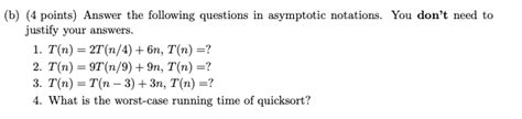 Solved B 4 Points Answer The Following Questions In