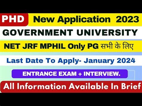 Phd New Application Form State Govt University Phd Admission