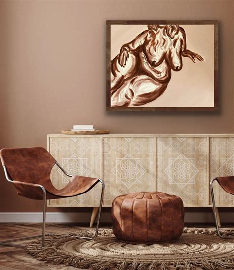 Curvy Plus Size Nude Female Art Print In Brown Body Positive Boudoir Plus Size Art4x6 5 X7