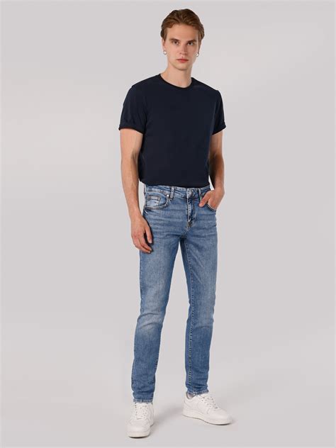 041 Danny Slim Fit Düşük Bel Düz Paça Mavi Erkek Jean Pantolon ...